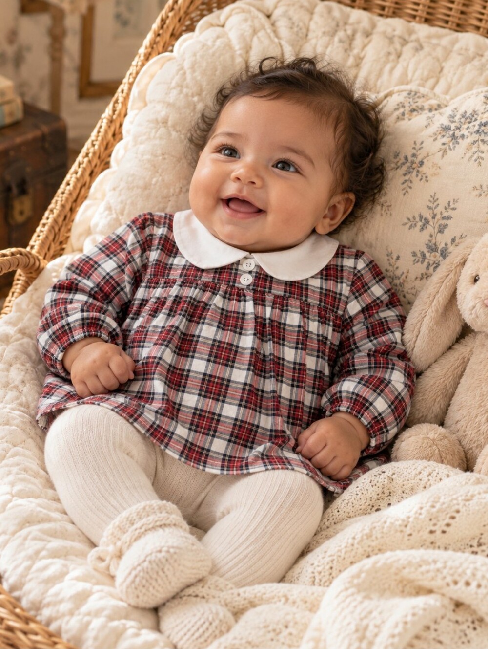 La Coqueta Baby Plaid Peter Pan Collar Blouse 3M